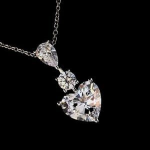 The 2 ct Heart Cut Pendant 14K White Gold Finish in 925